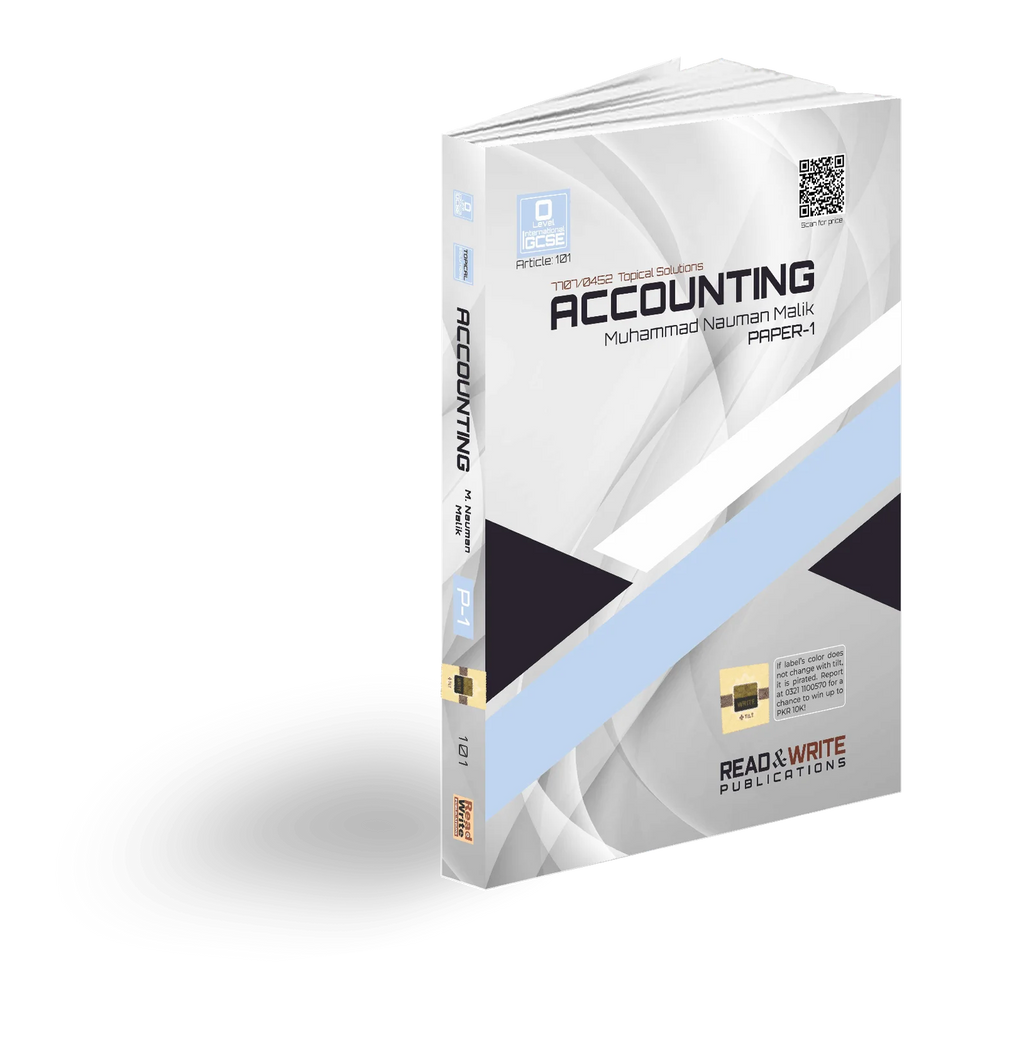 Cambridge O-Level Accounting (7707) Paper-1 MCQ's R&W 101