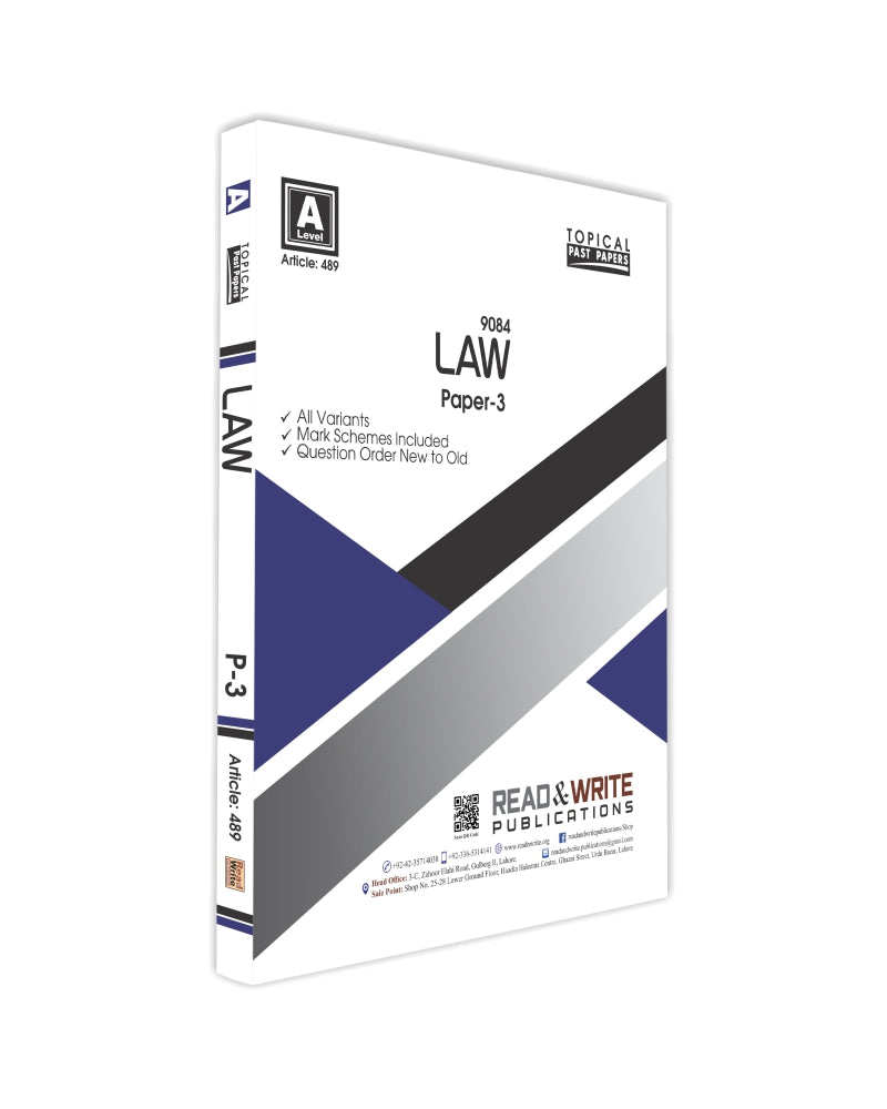 Cambridge A-Level Law (9084) P-3 by Editorial Board R&W 489