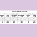 School Uniform Size Guide