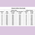 School Uniform Size Guide Rubrics