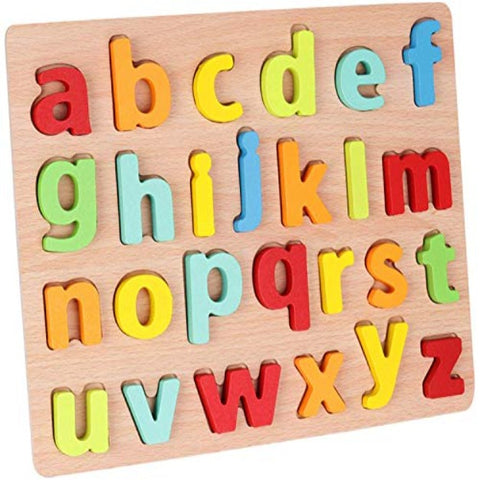 26 Pieces Wooden Small Alphabets with Wooden Tray